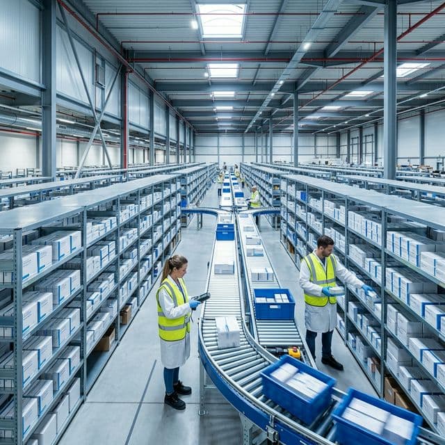Modern pharmaceutical warehouse and logistics